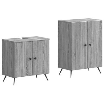 Juego De Gabinete De Baño De 2 Piezas Breda Sonoma Gris Vidaxl