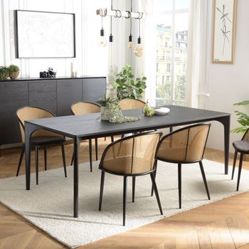 Mesa de comedor rectangular 220x100cm patas de roble macizo negro