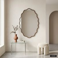espejo organico decoracion madera 90cm negro