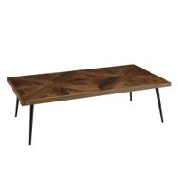 mesa de centro rectangular de madera reciclada y metal de 135x70 cm