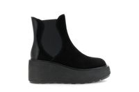 botines de cuna de ante y piel con elasticos black