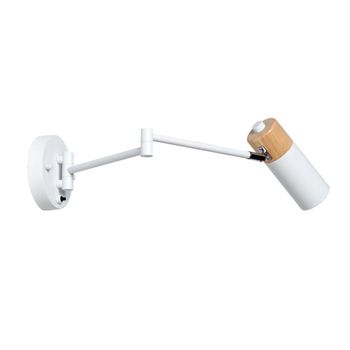 Aplique de pared extensible horizontal blanco y madera E27 53 cm