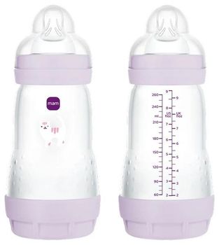 MAM Biberón Easy Start Anti-colic Flujo Medio Rosa Mate 2-4m 260 ml 2 uds