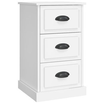 Mesita De Noche | Mesa Auxiliar | Mesilla Madera Contrachapada Blanca 39x39x67 Cm