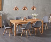 verona 150cm solid oak extending dining table with duke fabric chairs