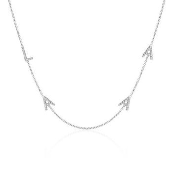 Cadena letras en oro blanco 14 quilates con diamantes