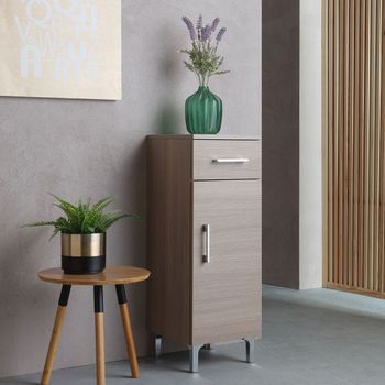 Mueble De Baño A Suelo Con Puerta Y Cajón Roble Natural Rimini