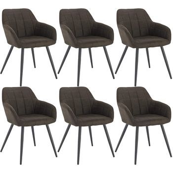 Set 6 Sillas De Comedor En Tejido Científico Y Metal Silla De Salón Oscuro 49x43x81cm - Marrón - Woltu