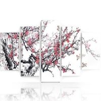 legendarte - cuadro lienzo impresion digital - primavera en rosa - decoracion pared cm 150x100 5 paneles