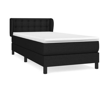 Cama box spring con colchón tela negro 90x200 cm botones