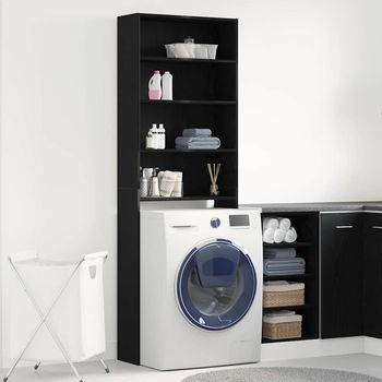 Vidaxl Armario Para Lavadora Roble Negro 64 X 24 X 190 Cm