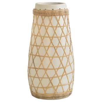 Florero Ceramica Enrejillado Rattan