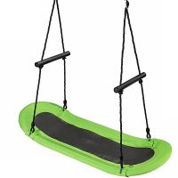 costway columpio para arbol con angulos blandos altura regulable y estructura de metal para adultos y ninos verde