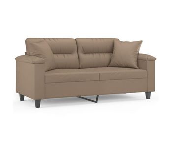 Vidaxl sofá de 2 plazas con cojines cuero sintético capuchino 140 cm