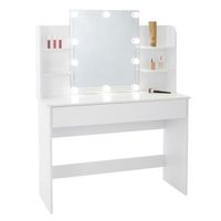 tocador con iluminacion led 108x40x140cm aglomerado blanco ecd geramny