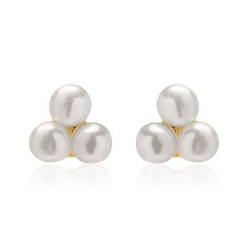 Pendientes de plata 925 bañada en oro con perlas