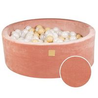 piscina de bolas 90x30cm200 bolas terciopelo y pana albaricoque blanco perla beige transparente meowbaby