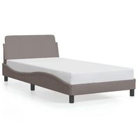 cama para adulto  cama individual  estructura de cama con cabecero de tela gris taupe 100x200 cm