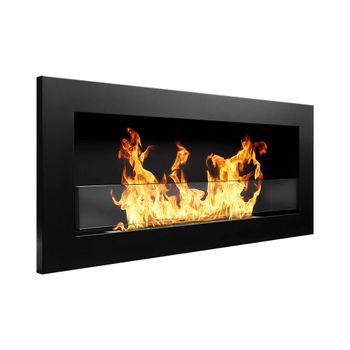 Chimenea divina fire negro pared acero 90×40 cm