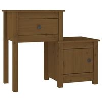 mesita de noche  mesa auxiliar  mesilla madera maciza pino marron miel 795x38x655 cm