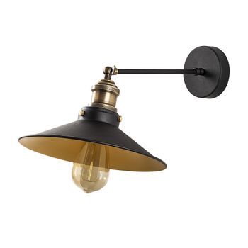 Lámpara De Pared Saglam-3741 Oro Negro Hierro 25x40x20 Cm