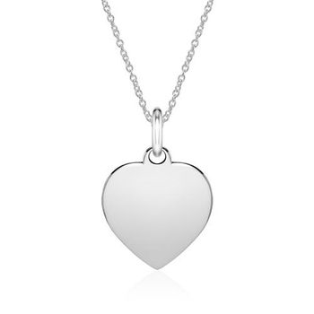 Cadena corazón de oro blanco de 14 quilates, grabable