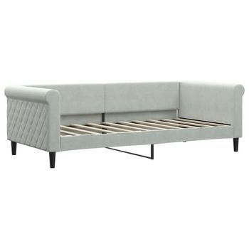 Sofá Cama | Cama Individual | Cama Para Adultos Terciopelo Gris Claro 90x190 Cm