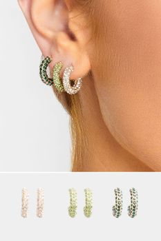 Juego 3 Pares De Aros Con Strass De Color