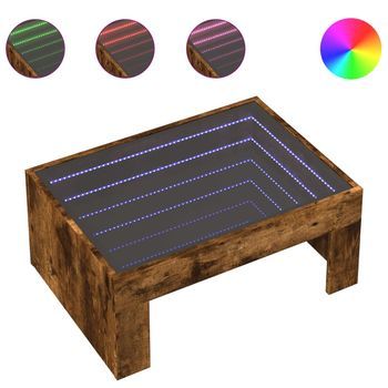 Mesa De Café - Mesa De Centro Con Infinity Led Roble Ahumado 70x50x30 Cm