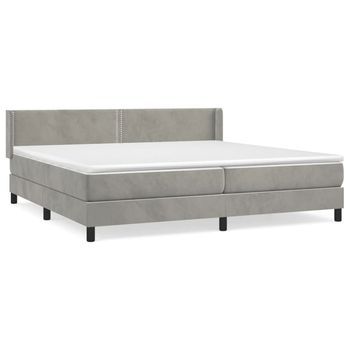 Cama Box Spring Con Colchón Terciopelo Gris Claro 200x200 Cm Vidaxl
