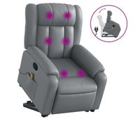 vidaxl sillon reclinable de masaje de pie cuero artificial gris