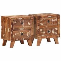 mesilla de noche 2 uds - mueble de dormitorio - madera maciza reciclada 40x32x46cm