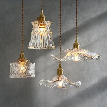 Lámpara colgante de cristal moderna para dormitorio, cocina, comedor, lámpara colgante LED, luminaria de flores, iluminación nórdica, cafetería y Bar