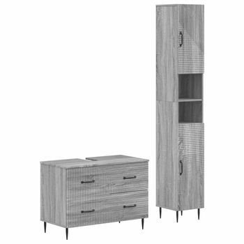 Juego De Gabinete De Baño De 2 Piezas Haarlem Sonoma Gris Vidaxl