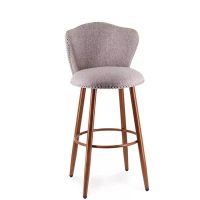 taburete alto con reposapies tapizado gris topo