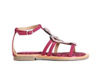 sandalias de ante y estampado moteado con accesorio de pedreria multi fuchsia 38