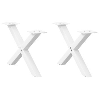 Patas Para Mesa De Centro En Forma De X (2 Unidades), Color Blanco, 60 X (30-31) Cm, Acero Vidaxl