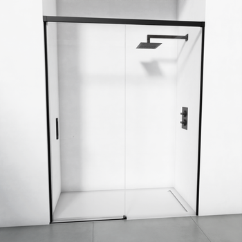 Mampara De Ducha Frontal Negra 121-125 Cm Bellobath