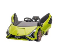homcom coche electrico para ninos de 3 anos lamborghini sian coche de bateria 12v con mando a distancia apertura de puerta musica mp3 usb y faros 3-5 kmh 108x62x40 cm verde