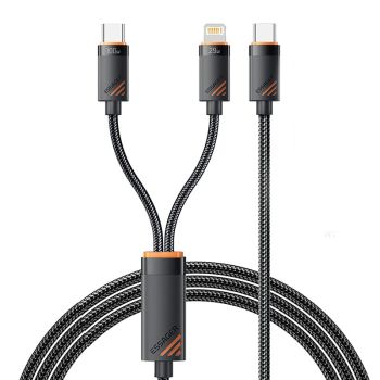 MENSAJE ES-X66 PD100W Cable Tipo-C a Tipo-C + iP Carga Rápida Transmisión de Datos Núcleo de Cobre Estañado Cable de 1.2