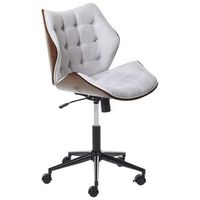 silla de oficina elegante funcion giratoria ajustable asiento de tela de poliester madera oscura y gris lompoc