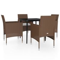 juego de comedor de jardin 5 uds con cojines marron y negro cfw884867