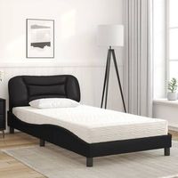 cama con colchon cuero sintetico negro 100x200 cm