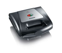 severin - sandwichera 1000 w funcion 3 en 1 placas para sandwich grill y gofres revestimiento antiadherente negro  acero inox pulido sa 2968