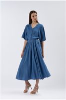 falda ancha de tencel denim medium blue