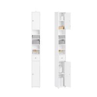 mueble columna de bano armario para bano alto estanterias de bano con 5 estantes abiertos 2 puertas y 1 cajon blanco 20 x 20 x 180 cm bzr167-gw sobuy es