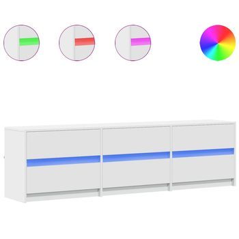 Mueble De Tv | Mueble De Salón | Gabinete De Tv Con Led Madera De Ingeniería Blanco 180x34x50 Cm