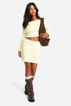 Minifalda Petite De Buclé, Amarillo
