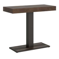 consola extensible 90x40196 cm efecto madera nogal hierro