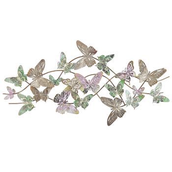 Decoración De Pared De Metal Multicolor 100 X 53 Cm Mariposas Arte Naturaleza Moderno Glamour Boho Gallium